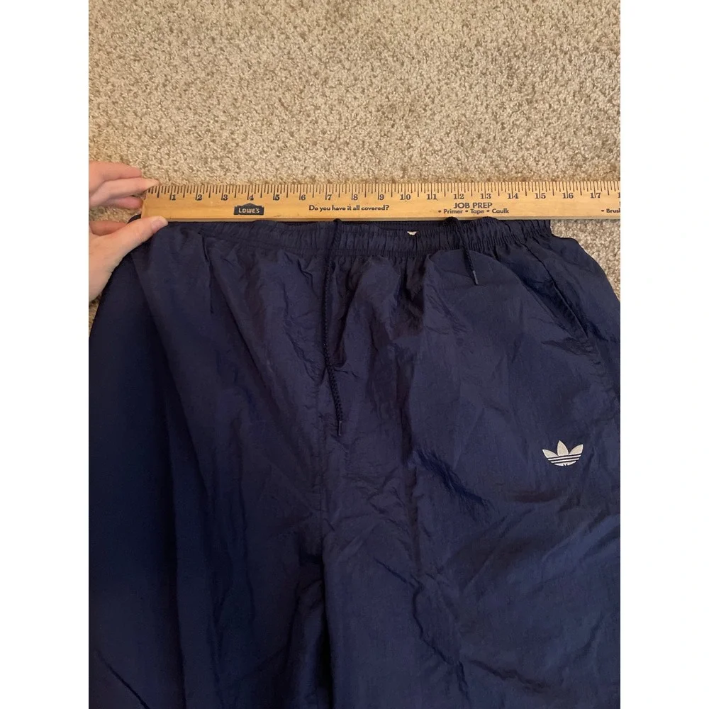 Vintage 90s Adidas Men Track Pants Large Navy Blue Trefoil Nylon Lined Joggers